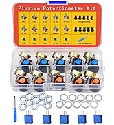 Potentiometer Kit 46 pcs B1K–B1M Ohm Linear Rotary Taper Potentiometer with WH148 Knobs, Multi-Tu...