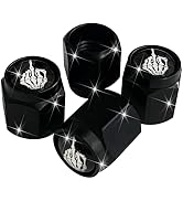 Skull Finger Tire Valve Stem Caps Cover, 4 Pcs Metal Black Air Valve Cap, Aluminum Car Wheel Stem...