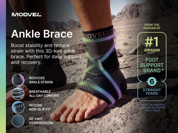 Modvel Ankle Brace - Designed with Targeted compression and 3D-Knit Fabric