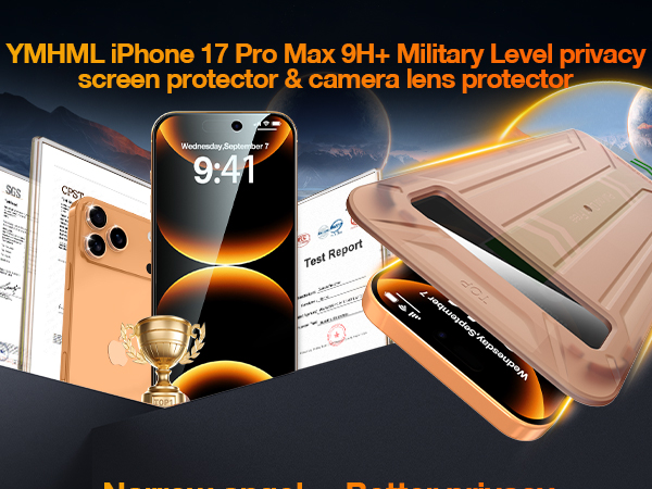 compatible for iphone 17 pro max privacy screen protector tempered glass anti-spy easy installation