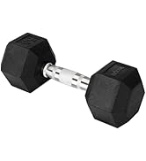 Yes4All Chrome Grip Encased Hex Dumbbells – Hand Weights With Anti-Slip 5-50 LBS Single