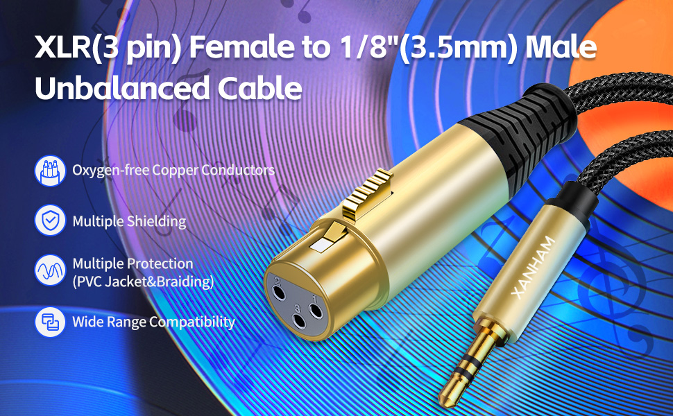 XLR Female to 3.5mm Male Unbalanced A+ 01