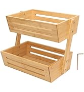 Kuuleyn Bamboos Fruit Basket Fruit Vegetable Basket 2 Tier Bamboos Fruit Vegetable Storage Organi...