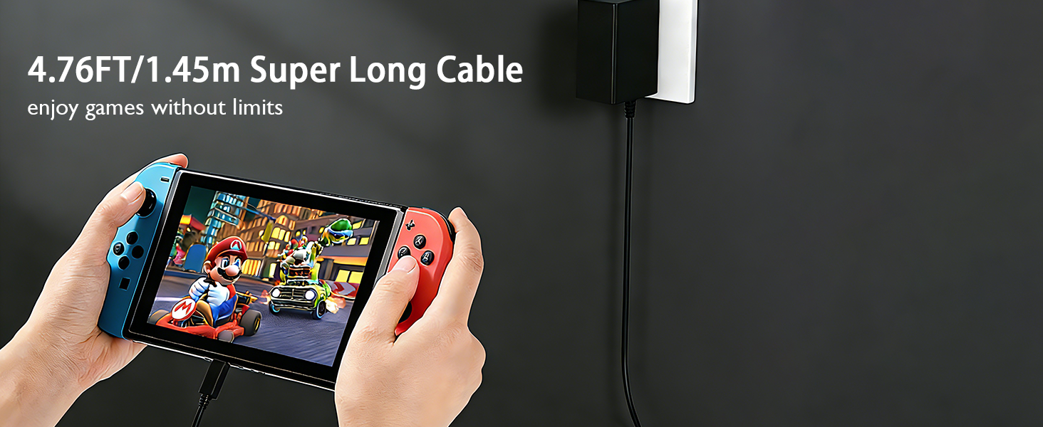 Black Fast Charger Compatible with Nintendo Switch
