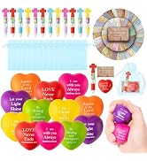 CY2SIDE 12 Pack Religious Christian Bible Verse Heart Squeeze Balls Gift Set with Ballpoint Pen R...