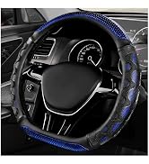 YTFRL D-Shaped Steering Wheel Cover, Leather Car Wheel Protector with 3D Honeycomb Anti-Slip Desi...