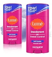 Lume Deodorant Plus Sweat Control - Smooth Solid Stick - Extra Strength Antiperspirant - 72 Hour ...