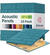 Ekkogo Acoustic Panels 18-Pack Premium Sound Dampening Panels - 12"X12"X0.4" Brick Style, Easy Se...