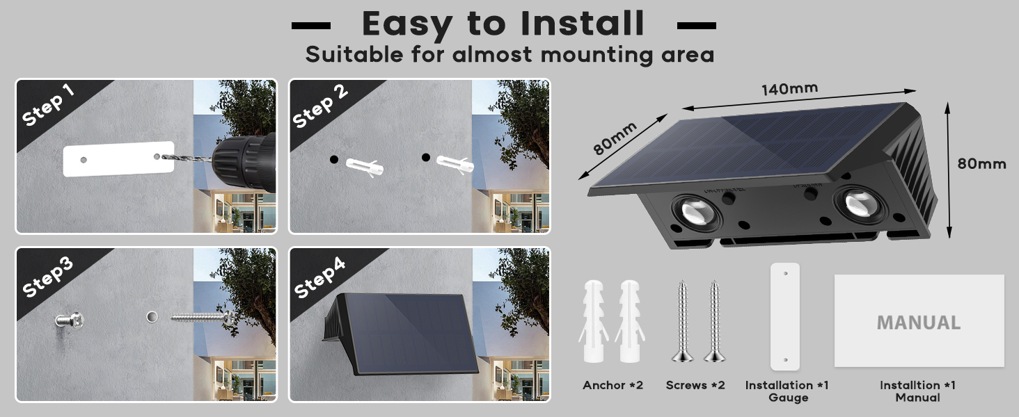 IIRARA Solar Fence Lights