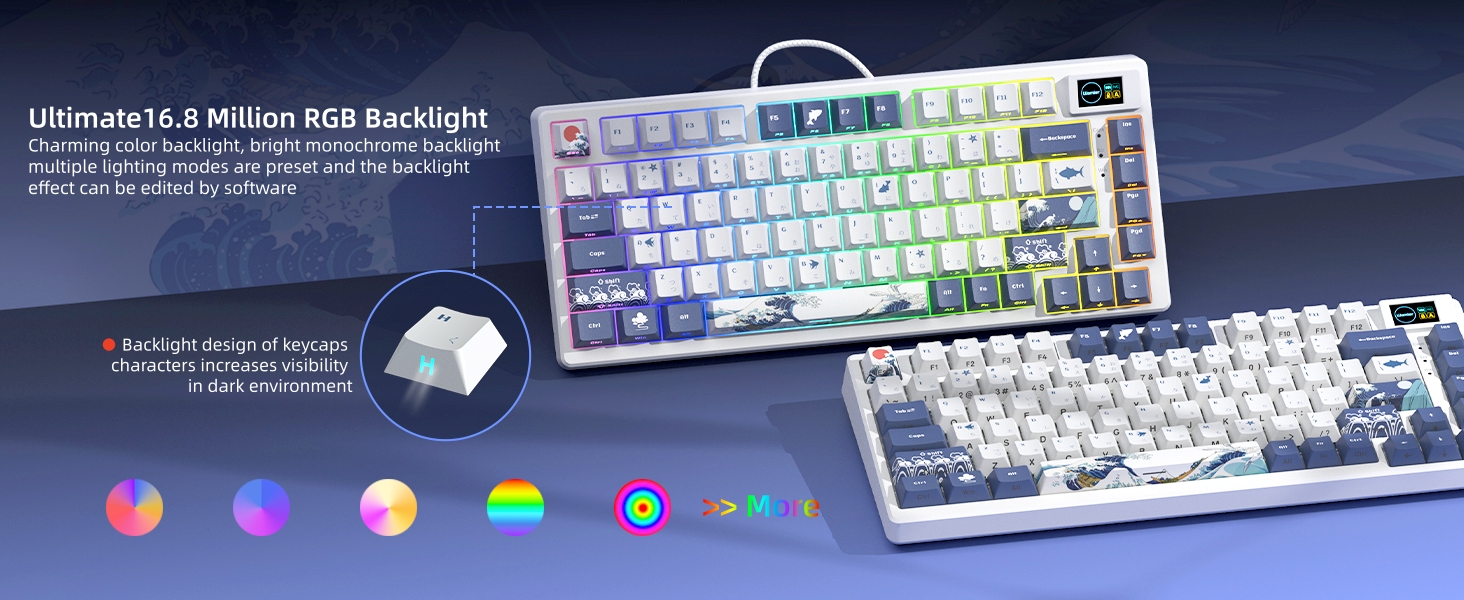 75% Keyboard with Color Multimedia Display Gaming Keyboard
