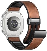 Charlam Magnetic Leather Bands Compatible with Samsung Galaxy Watch 8 Band 40mm 44mm, Galaxy Watc...
