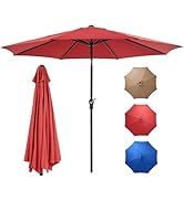 OLIXIS 9ft Patio Umbrella with Tilt and Crank Button &amp; 8 Sturdy Ribs Waterproof, Patio Table Umbr...