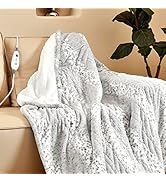 Bearhug Electric Heated Throw Blanket 50" x 60", Reversible Faux Fur &amp; Sherpa, 6 Heating Levels &amp;...