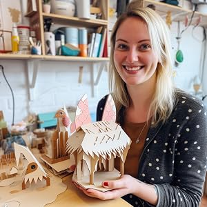 women showing off her paper craft skill after using echomerx heat tape dispenser with regular tapes