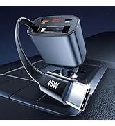 Retractable Car Charger, 105W Car Phone Charger, 45W Type-C Car Fast Charging Cable 30W USB C Car...