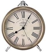 Maxspace Vintage Table Clock on Stand, Super Silent Non Ticking Silvery Small Analog Alarm Clock,...