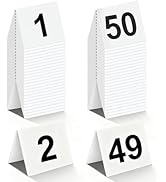 Estleys Restaurant Table Numbers 1-50 White, Double Sided Acrylic Tents Style Table Number Cards ...