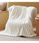 Bedsure White Throw Fuzzy Blanket for Couch - 350GSM Super GentleSoft Cozy Fleece Blankets for Wo...