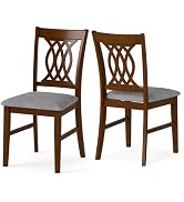 Giantex Upholstered Dining Chairs Set of 2, Farmhouse Fabric Side Chairs w/Cushioned Seats, Patte...