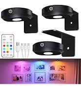 WILLED RGB Lights,Poster Lights,Battery Operated Rechargeable Picture Light,Puck Light with Remot...