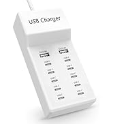 USB C Charger, 12-Port 60W USB Charging Station, MultiPort Charger [10 USB-C+2 USB-A], Multiple U...