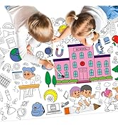 Meetcolor School Theme Coloring Poster Large, Giant Back to School Color-in Paper Tablecloth for ...