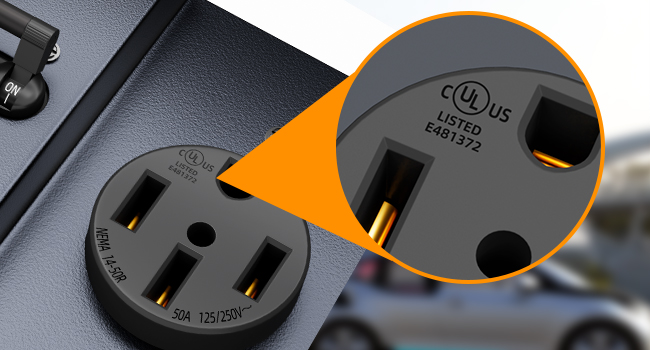 50 Amp RV Power Outlet Box with Breaker Weatherproof 125/250V UL Listed NEMA 14-50R RV Receptacle