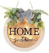 HOMCDALY Welcome Sign for Front Door, Door Wreaths for Front Door Outside, Farmhouse Welcome Wood...