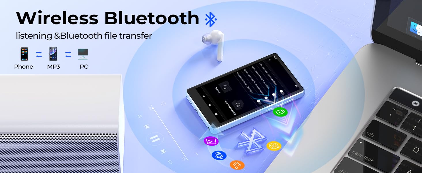 MP3 Player with Bluetooth and WiFi, Android MP3 Player with Spotify, MP4 Player with 4.5-inch 