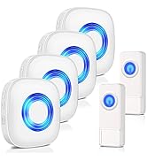 Wireless Doorbell, PHYSEN Waterproof Door bell Chime Kit Operating at 1300-ft Range 58 Adjustable...