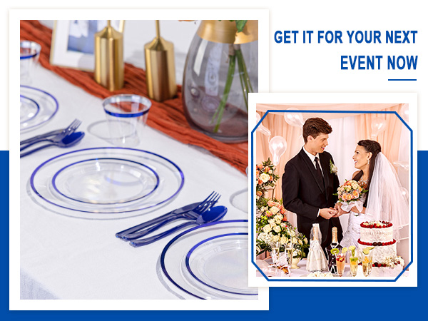 blue plastic dinnerware set