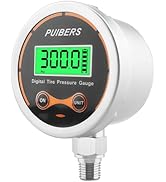PUIBERS 300 Psi Digital Water Pressure Gauge 1/4 NPT Lower Mount,Media Water, Air or Oil Pressure...