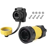 Allaounion Cat6 IP68 Waterproof Dual Port RJ45 Ethernet Coupler, 8P8C Industrial Shielded Network...