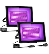 uwiner 2 Pack 80W LED Black Lights, IP66 Waterproof Blacklight Flood Lights with Plug &amp; Switch, U...