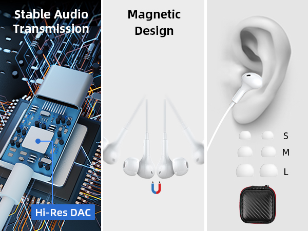  usb c headphones wired sport earbuds