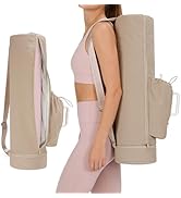 sportsnew Puffy Yoga Mat Bag Yoga Gym Bags for Women Men, Full-Zip Pilates Bag with Wet Pocket &amp; ...