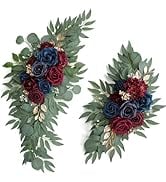 Udoula Artificial Navy Blue Wedding Arch Flower Swags Set of 2 for Wedding Welcome Signs Floral a...