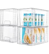 Vtopmart 4Pack Large Stackable Kitchen Pantry Storage Drawers, Clear Organizer Bins with Handles,...
