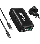 USB C Fast Charger Block, Thin Flat 40W 4-Port USB C Charger with 6FT USB C Cable,Dual PD 3.0 Pow...