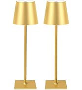 CHLORANTHUS 2 Pack Cordless Table Lamps, 3 Colors Stepless Dimming, 5000mAh Rechargeable Battery ...