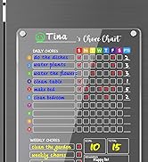 PigPotParty Magnetic Acrylic Chore Chart for Kids Multiple Kids, 12"x 16" Responsibility Chore Ch...