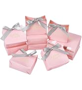 PH PandaHall 100pcs Wedding Gift Bags, Pink Paper Bag Metallic Foil Tote Boxes with Ribbon 4.53x3...