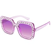 ROYAL GIRL Elton Square Rhinestone Sunglasses Oversized Diamond Bling Bling Glasses