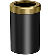 Gatco 1930 Modern Round Waste Basket, Matte Black and Brushed Brass Combo / 11.88" H x 7.63" Dia ...