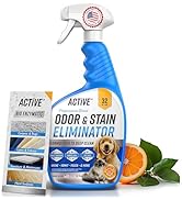 Pet Odor and Stain Eliminator - 32 oz ACTIVE Enzyme Cleaner for Dog &amp; Cat Urine, Stain Remover Sp...
