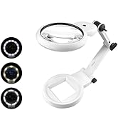 6X Magnifying Glass with Light and Stand for Close Work,Desk Magnifier with Light 3 LED Cold and ...