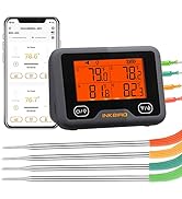 Inkbird Wi-Fi &amp; Bluetooth Grill Meat Thermometer IBBQ-4BW with 4 Colored Probes, Timer, High/Low ...