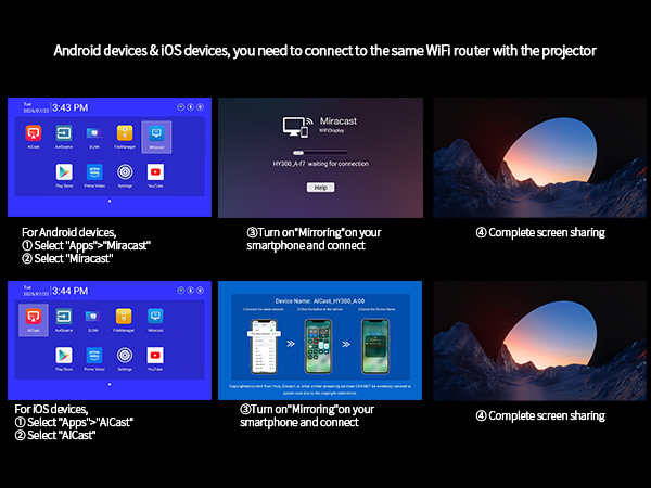 Projector with WiFi and Bluetooth