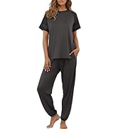 PrinStory Womens Pajama Sets Short Sleeve Pjs 2 Piece Lounge Set Soft Pj Sets Lightweight Sleepwe...
