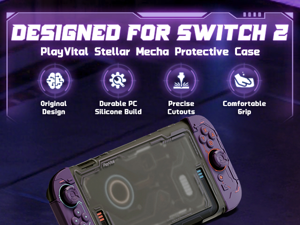 PlayVital Protective Case for Nintendo Switch 2, Stellar Mecha Ergonomic Cover
